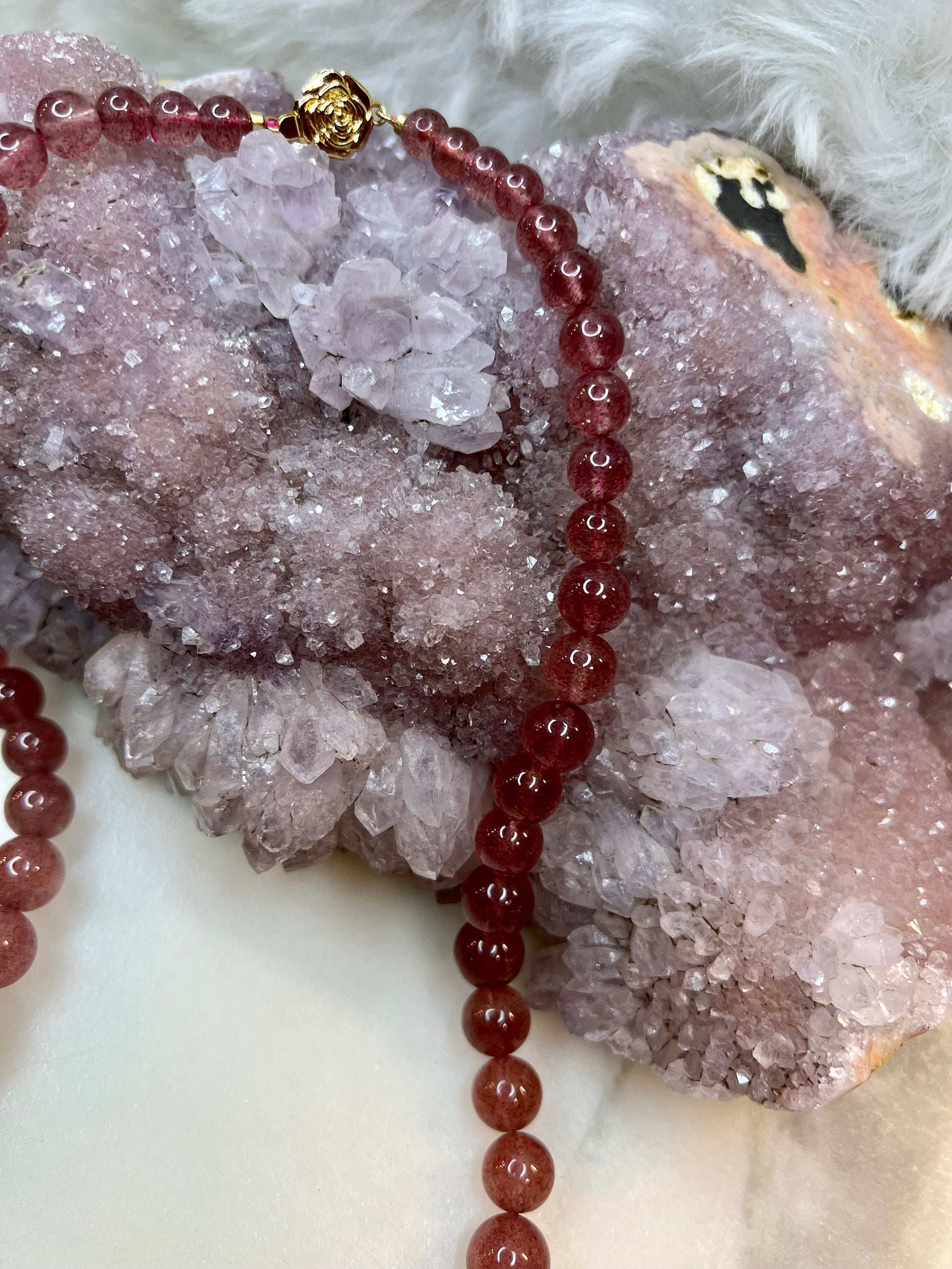 Strawberry Quartz Tower Necklace | Embrace Love and Inner Harmony