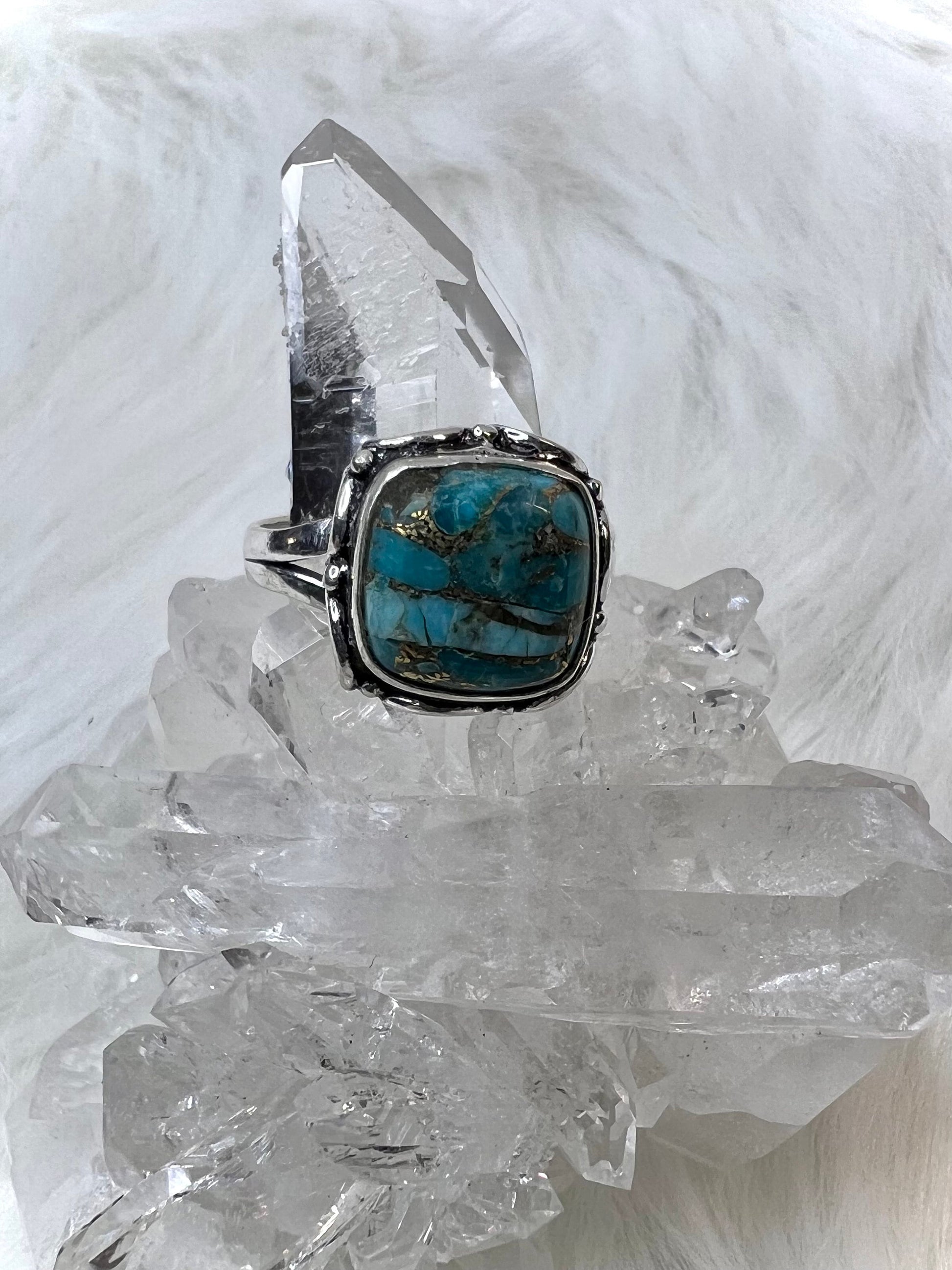 Turquoise and Copper Ring | 925 Silver Ring | Embrace Vibrancy and Positivity