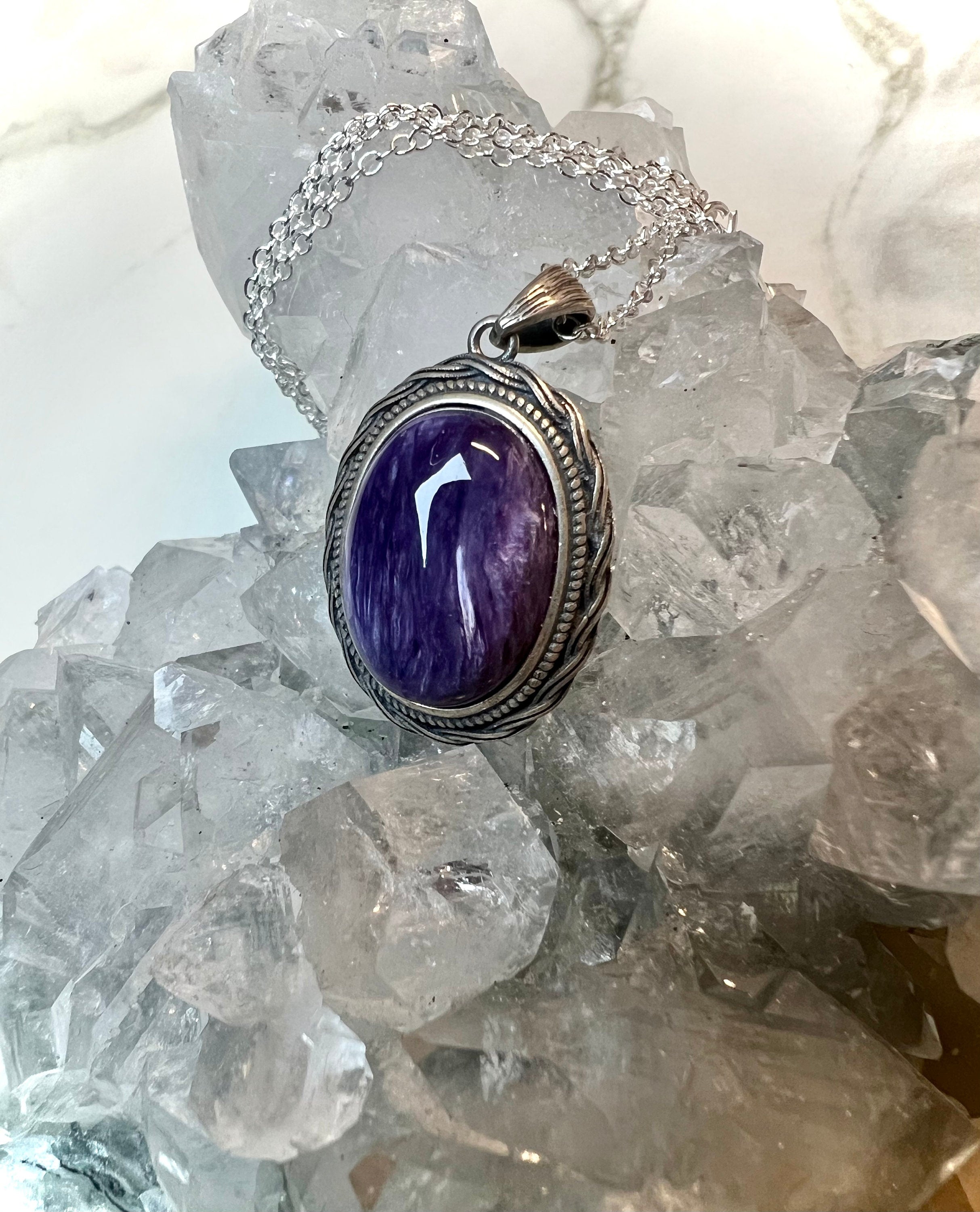 Beautiful Siberian Charoite Silver Pendant Special 120.00 orders normally 125.00!