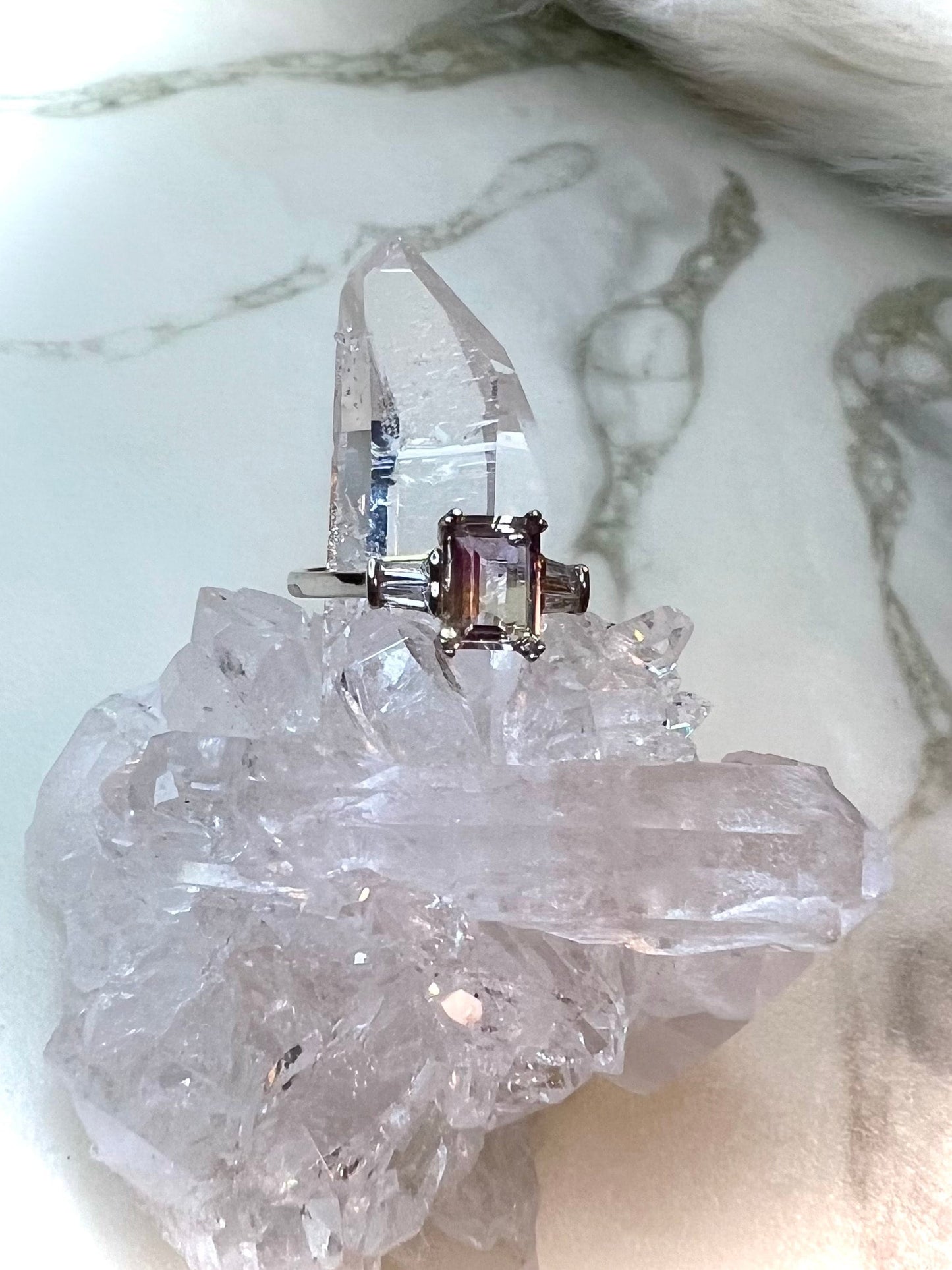 Faceted Ametrine | 925 Silver Adjustable Ring Classy and timeless | Embrace Balance and Clarity