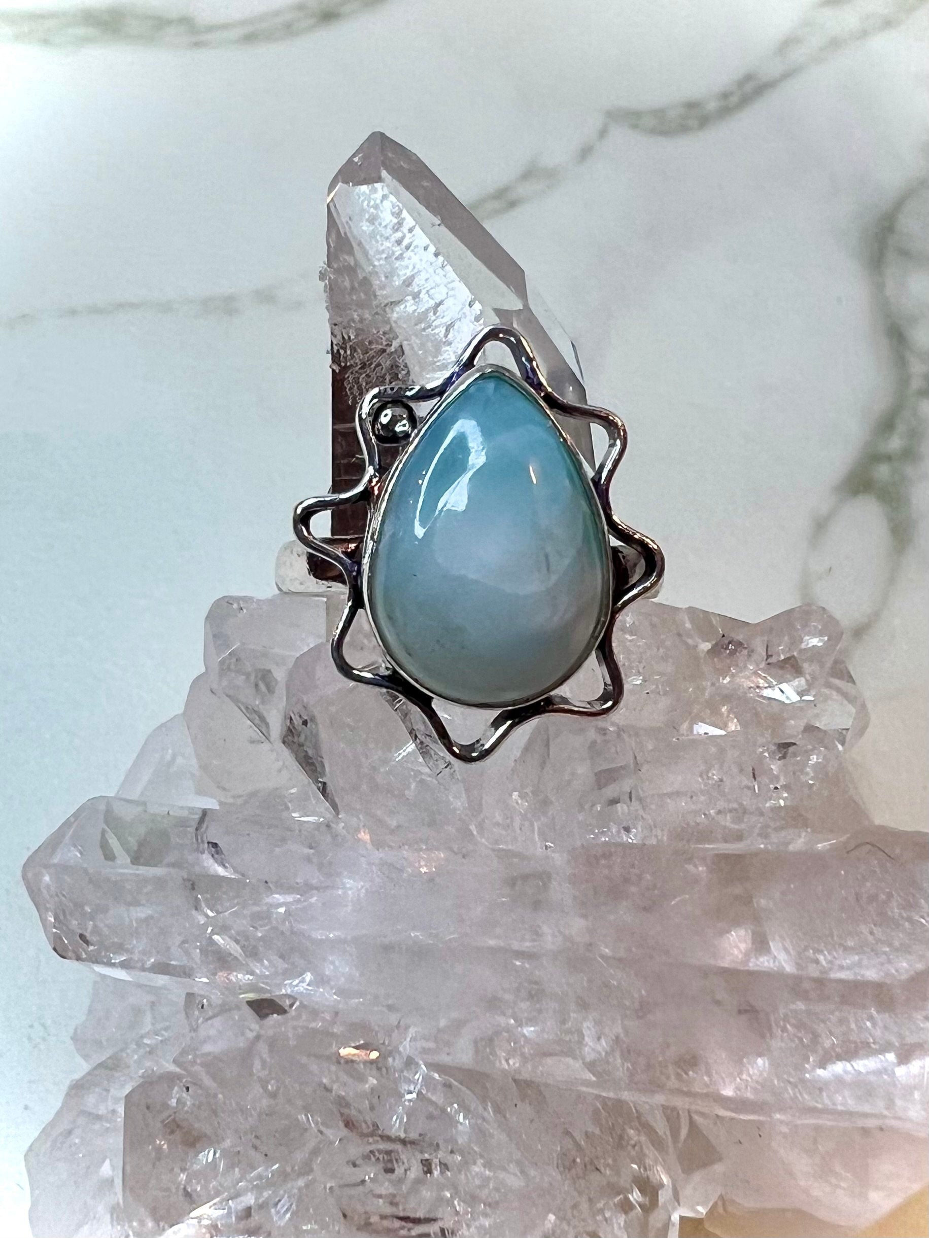 Larimar Rings | Dreamy Ocean Hues in 925 Silver | Embrace Serenity and Oceanic Beauty