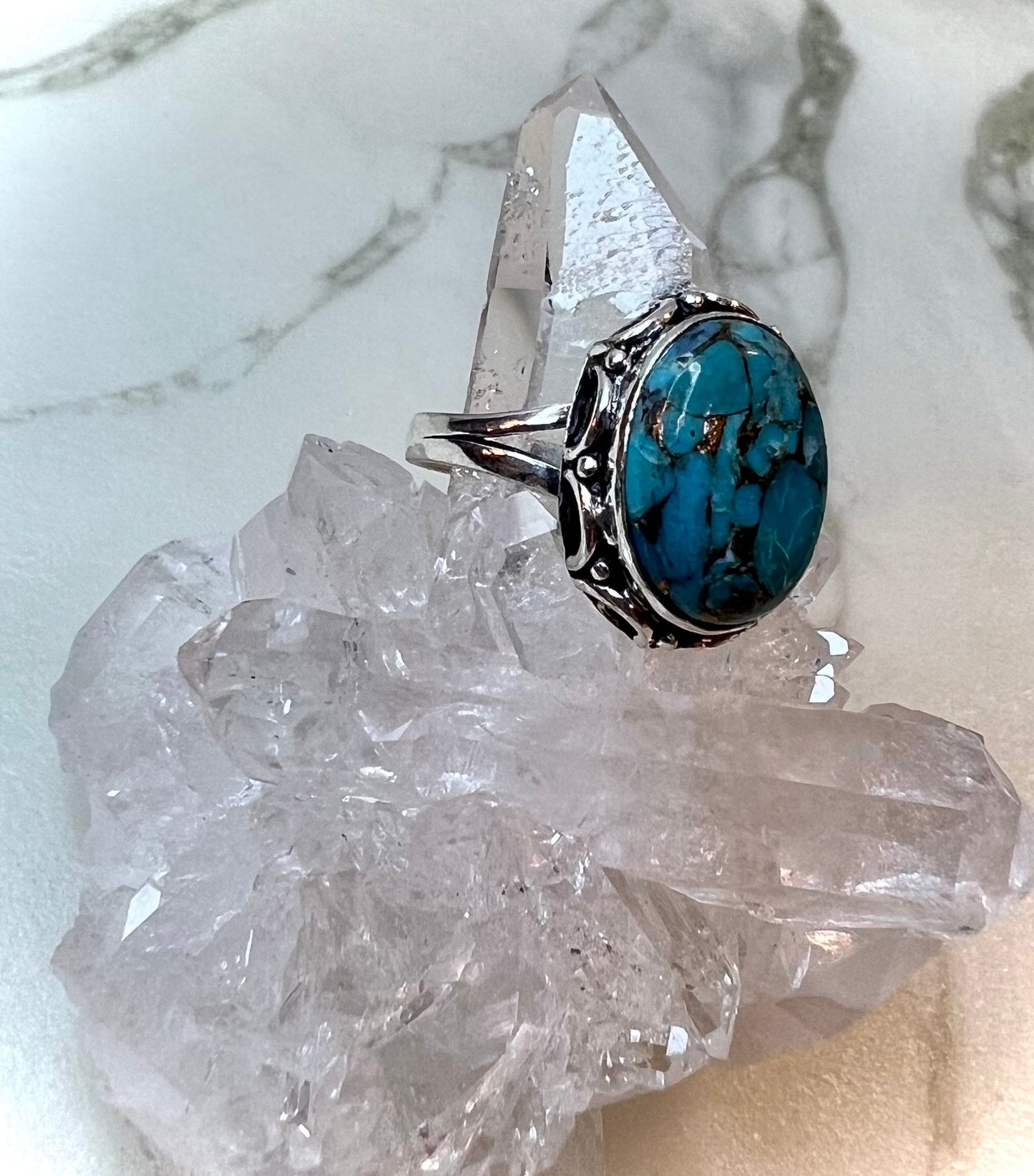 Turquoise and Copper Ring | 925 Silver Ring | Embrace Vibrancy and Positivity