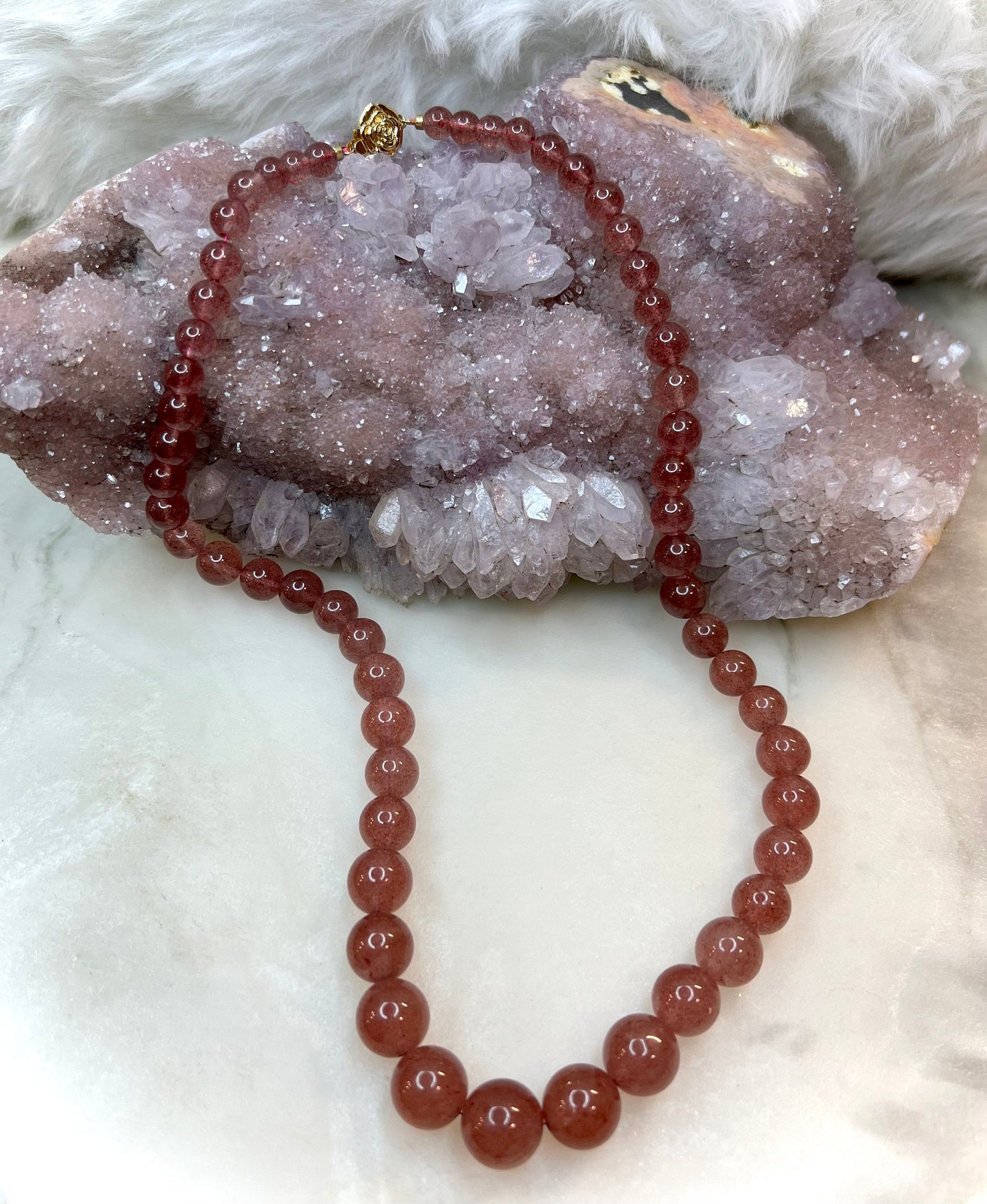 Strawberry Quartz Tower Necklace | Embrace Love and Inner Harmony