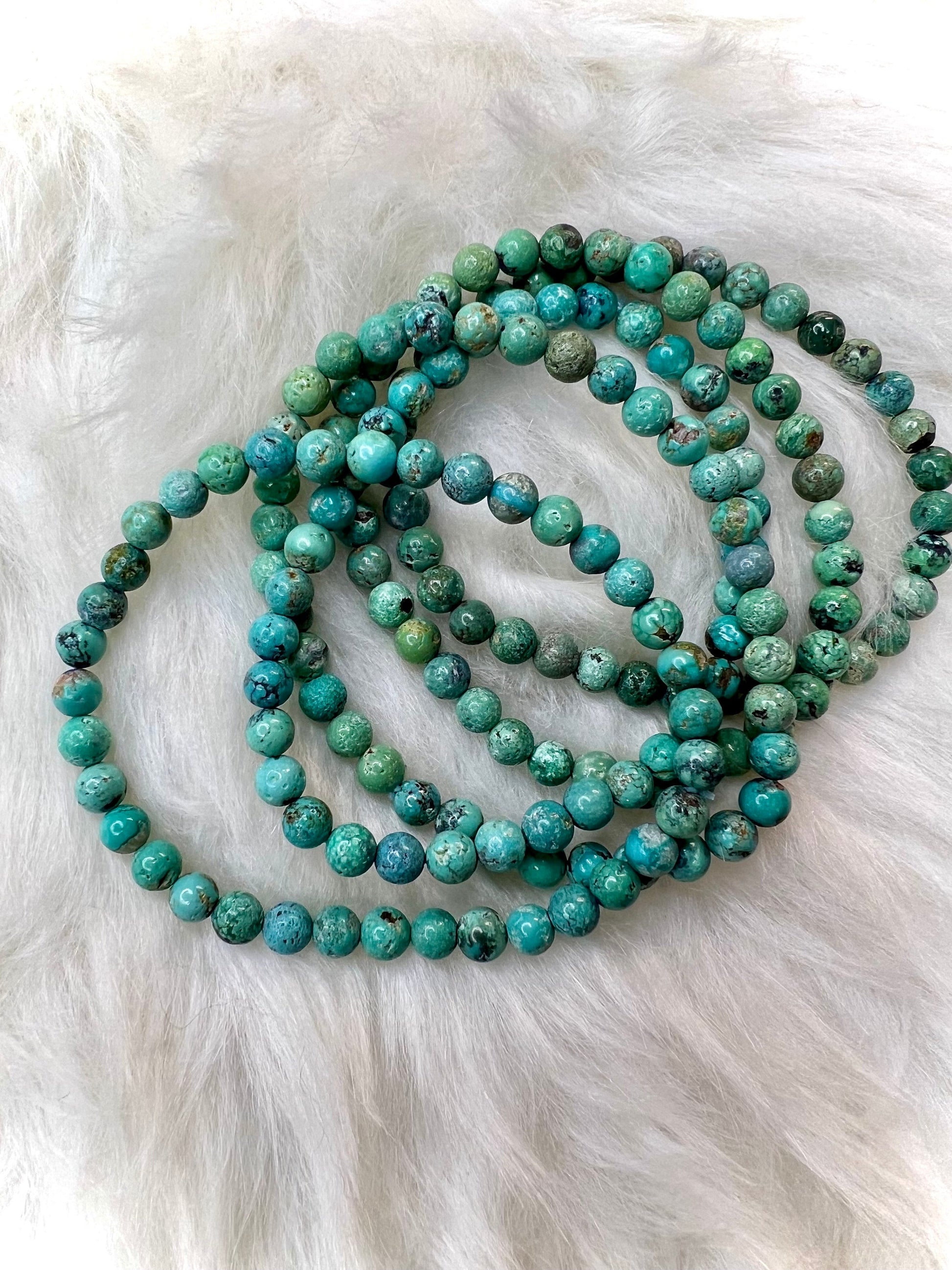 Turquoise Beaded Bracelet | Exquisite Genuine 4-5mm Hubei Turquoise beads for Emotional Balance & Creativity