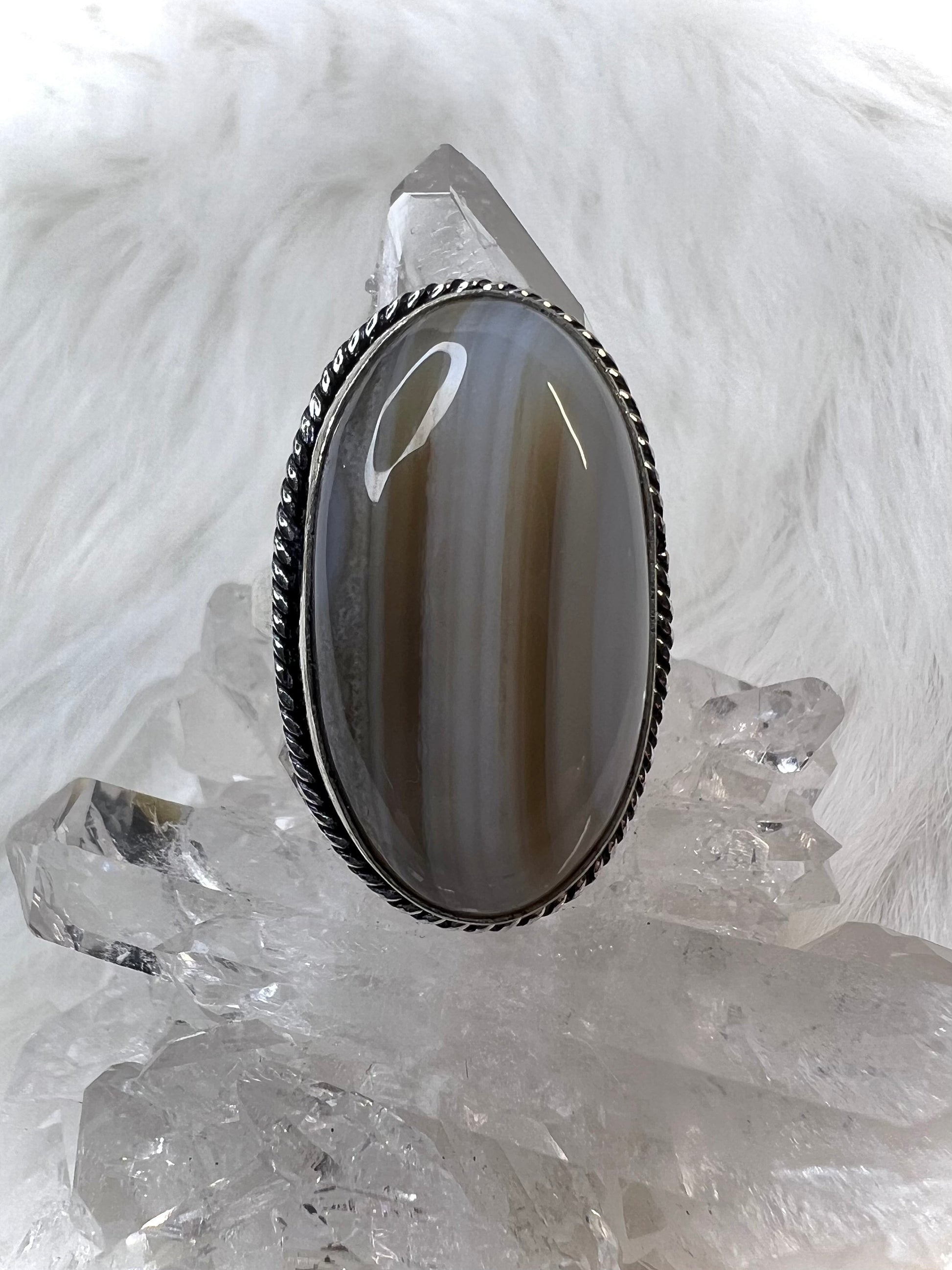 Banded Agate Rings | Hand-forged 925 Silver Rings | Earthy and Grounding