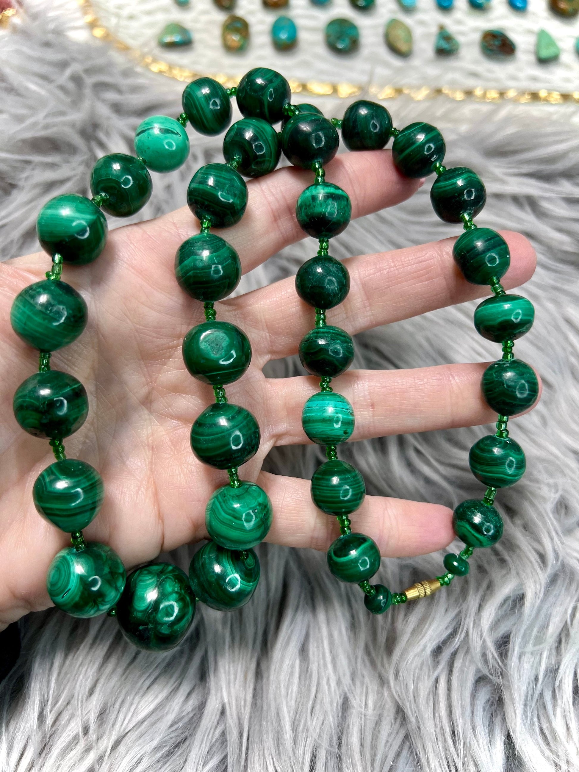Malachite beaded tower necklace