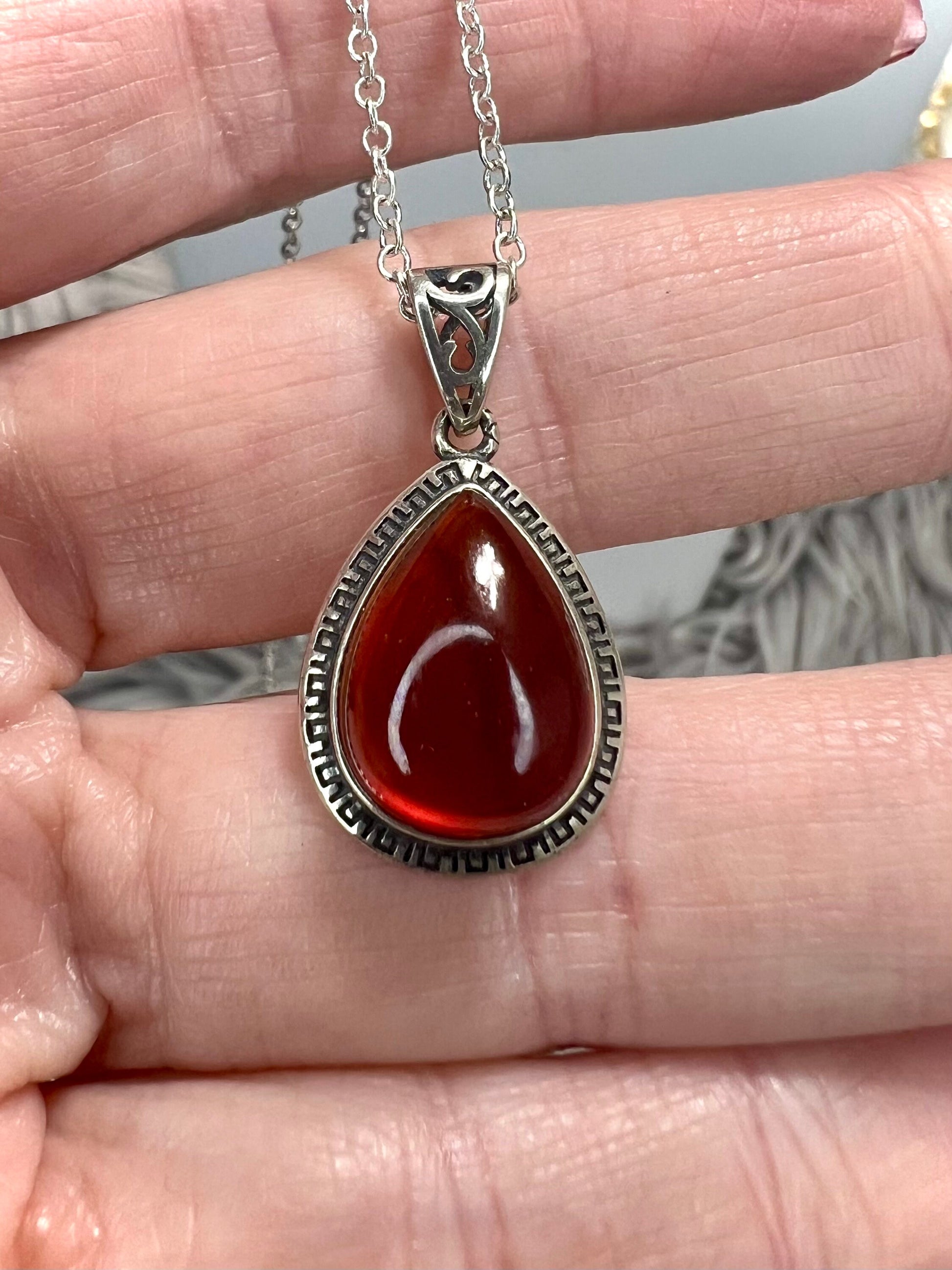 Garnet spessartine silver pendant
