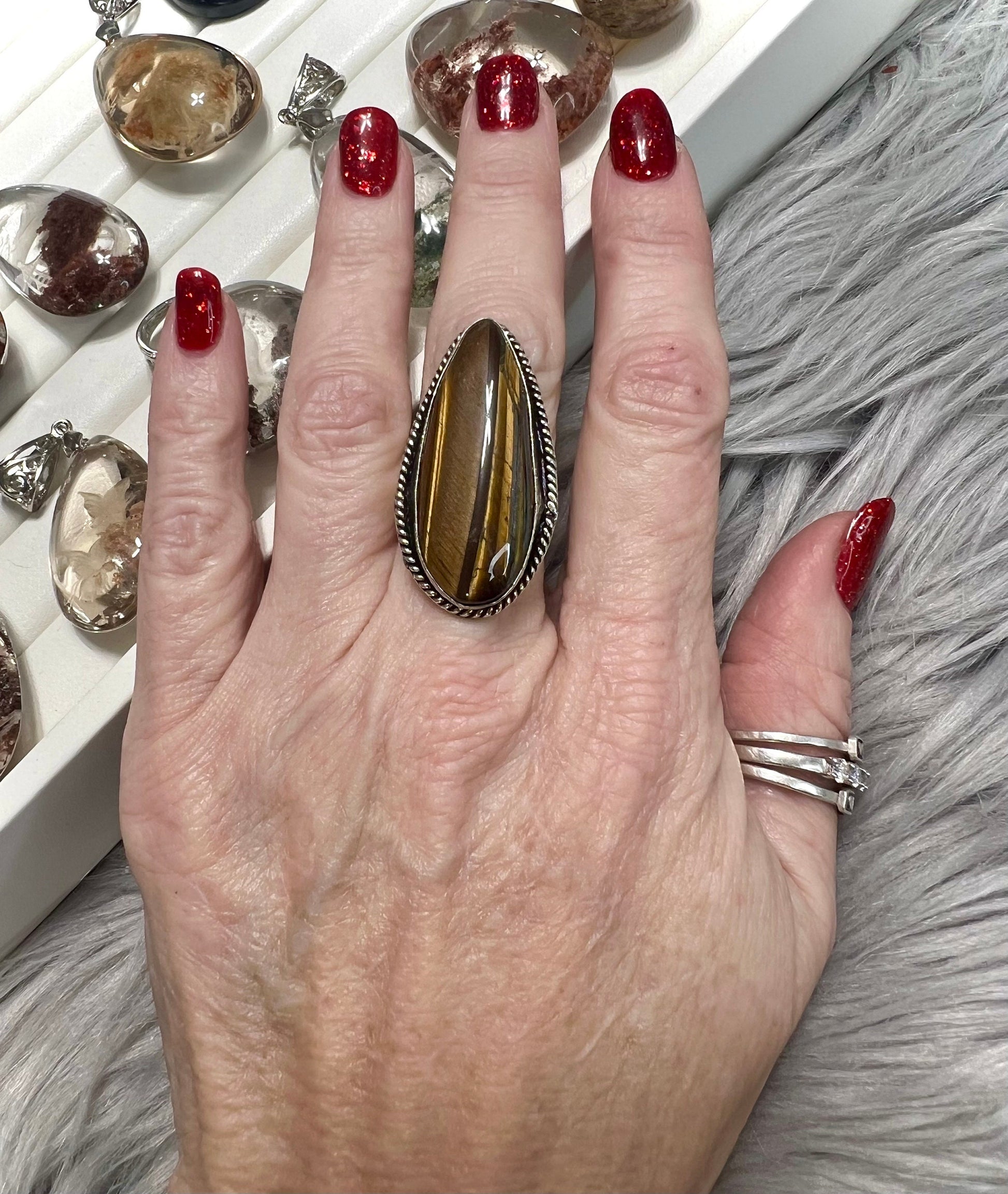 Tigers eye silver ring