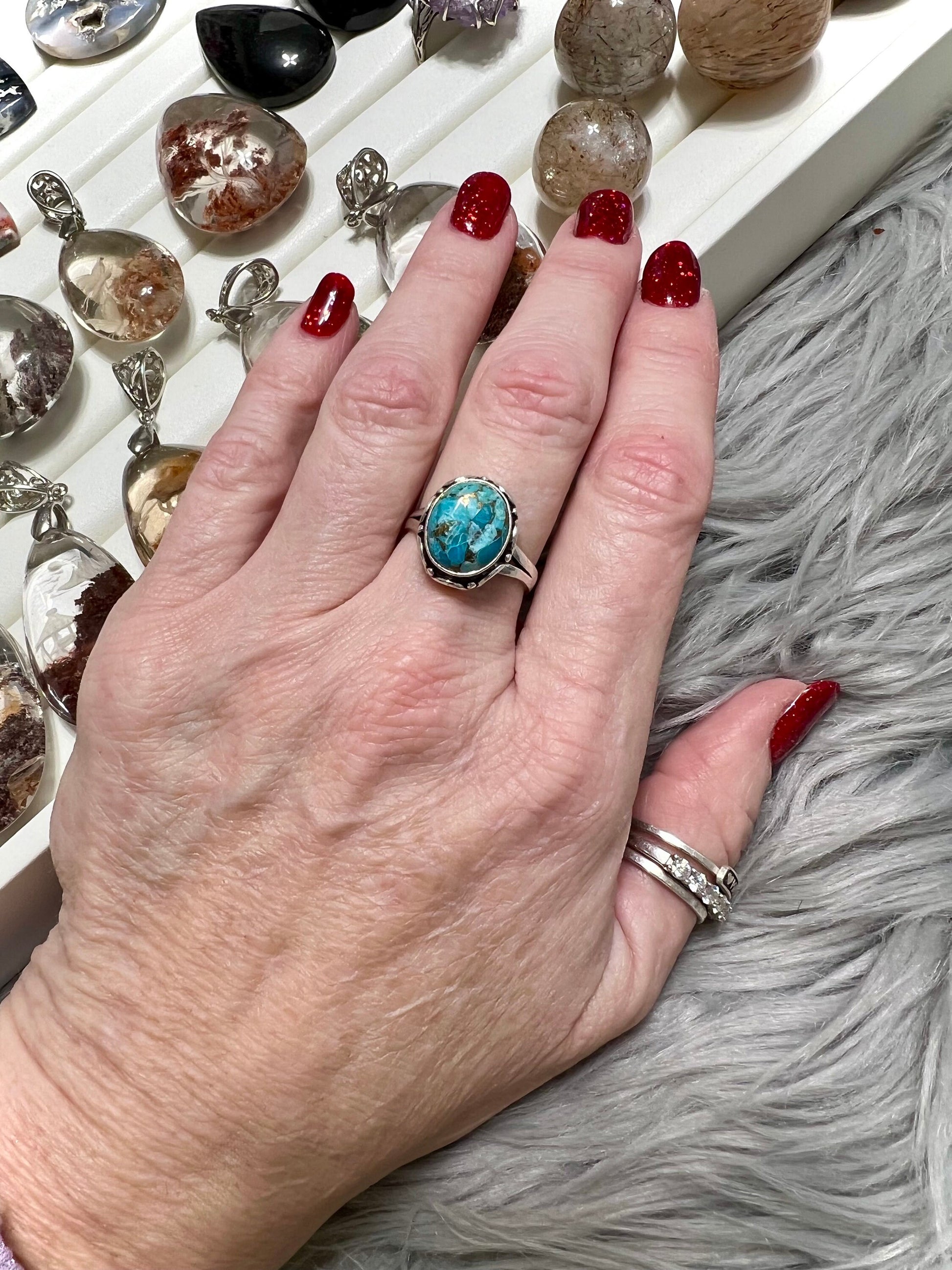 Turquoise and Copper Ring | 925 Silver Ring | Embrace Vibrancy and Positivity