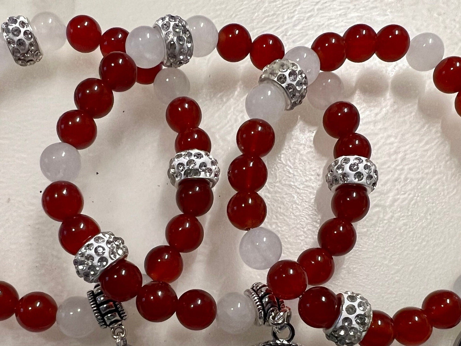 Crystal Bead Bling Charm Bracelets | Custom School Colors | College | Pro Team Bracelets