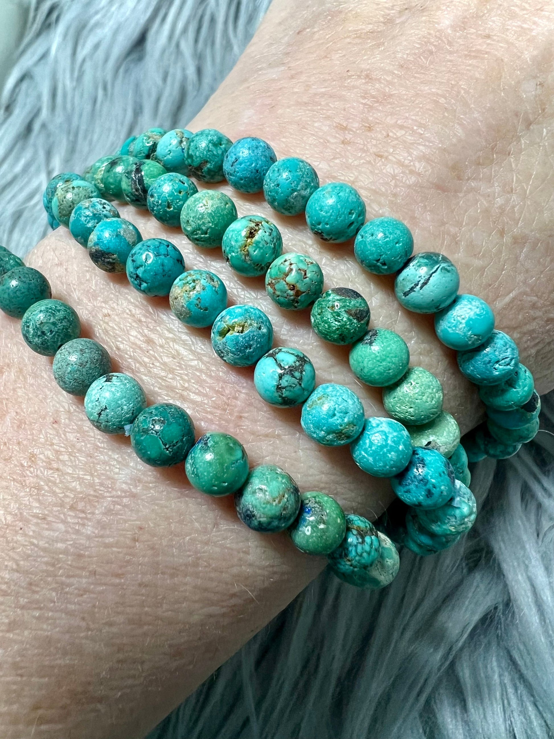 Turquoise Beaded Bracelet | Exquisite Genuine 4-5mm Hubei Turquoise beads for Emotional Balance & Creativity