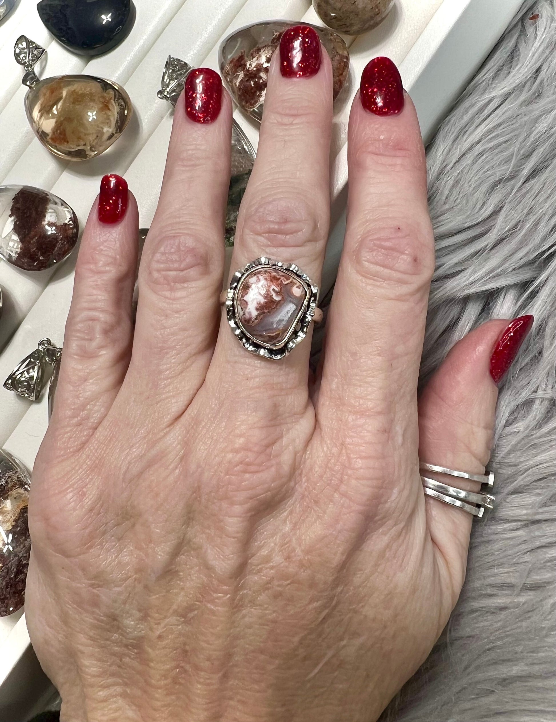 Laguna Agate Silver Ring